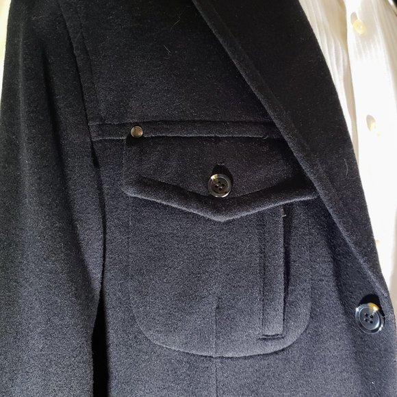 Mantoni NWT- 42R Black-Wool/Cashmere Car Coat 3/4 - Picture 6 of 16